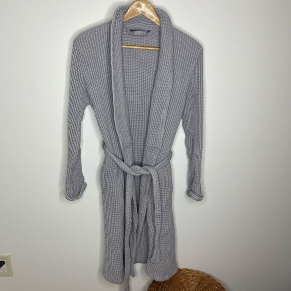 Brooklinen Gray Waffle Robe‎ Turkish Cotton Bath Wrap Grey Size Xs / S Small